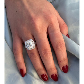 4 CARAT, couleur F, pureté VS1. Bague de fiançailles en or blanc avec diamant de laboratoire taille émeraude – Assay Jewelers