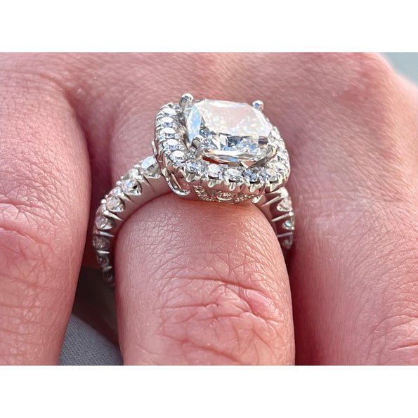 Bague de fiançailles en diamant de laboratoire, 4 carats, taille Coussin, couleur H, pureté VS1