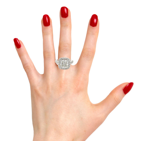 Bague de fiançailles en diamant de laboratoire taille Coussin, 4 carats, couleur H, pureté VS1