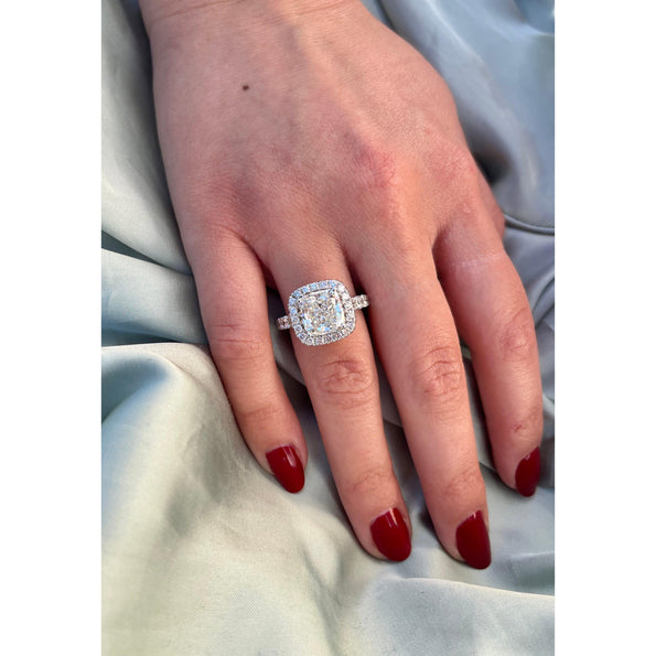 4 carats, taille Coussin, couleur H, pureté VS1, Bague de fiançailles en diamant de laboratoire