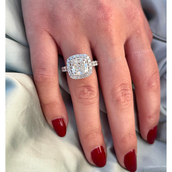 Bague de fiançailles en diamant de laboratoire 4 carats, taille Coussin, couleur H, pureté VS1
