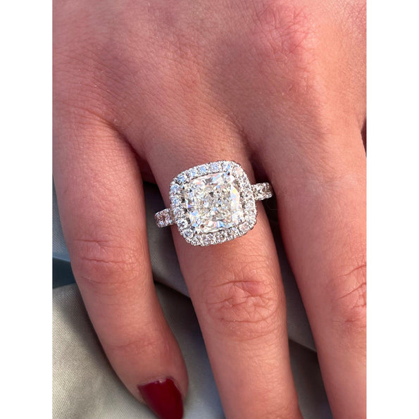 4 carats, Bague de fiançailles en diamant de laboratoire taille Coussin, couleur H, pureté VS1