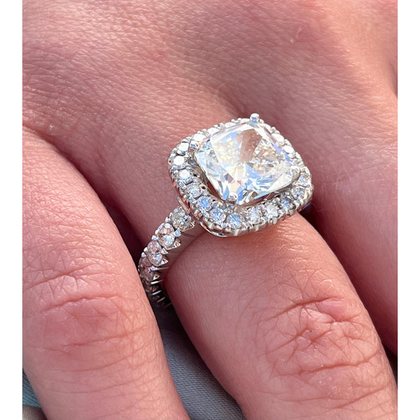 Bague de fiançailles en diamant de laboratoire de 4 carats, taille Coussin, couleur H, pureté VS1