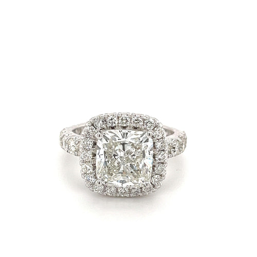 4 Carat Cushion-Cut, H color, VS1 Clarity, Lab Grown Diamond Engagement Ring