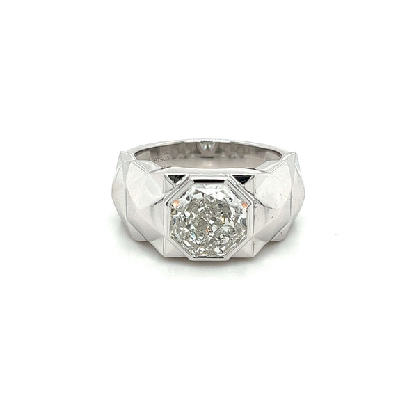 4 Carat Octagon Lab Grown Diamond Men's Ring in Platinum