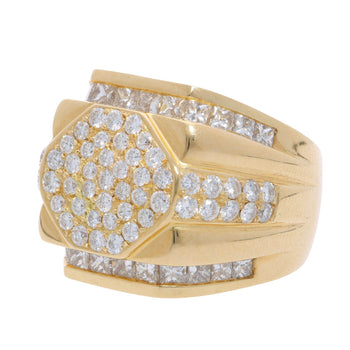 4 Carat Princess & Round Diamond 18K Gold Cluster Mens Statement Ring – Assay Jewelers