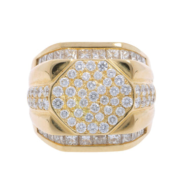 4 Carat Princess & Round Diamond 18K Gold Cluster Mens Statement Ring – Assay Jewelers