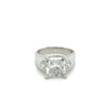 4 Carat Radiant Cut Lab Grown Diamond Ring With Half Moon Side Stone in 14K White Gold-engagement ring-ASSAY