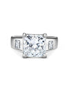 4 Carat Radiant Cut Lab Grown Diamond Ring With Half Moon Side Stone in 14K White Gold