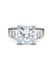 4 قيراط Radiant Cut Lab Grown Diamond Ring With Half Moon Side Stone in 14K White Gold