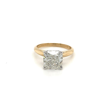 Diamant cultivé en laboratoire taille radiant de 4 carats dans une Bague bicolore – Assay Jewelers