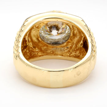4 Carat Round Solitaire Diamond 18K Gold Fluted Bezel Mens Ring – Assay Jewelers