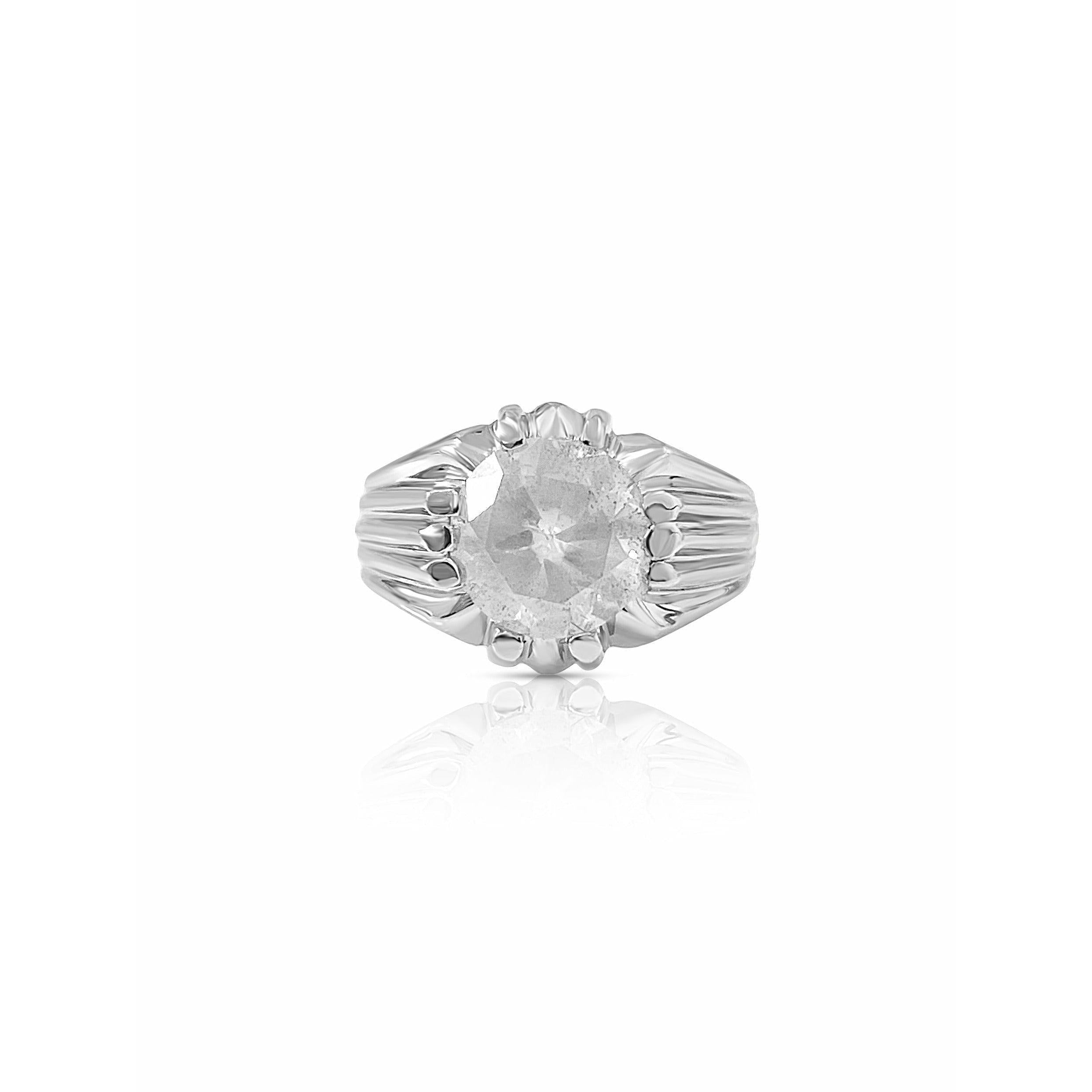 4 Carat Round White Diamond Solitaire Mens Platinum Ring - ASSAY