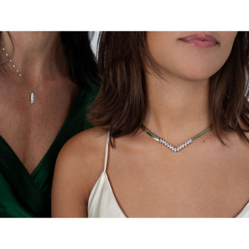 4 Carat Total Marquise Diamond Herringbone Choker Necklace in 14K Gold – Assay Jewelers