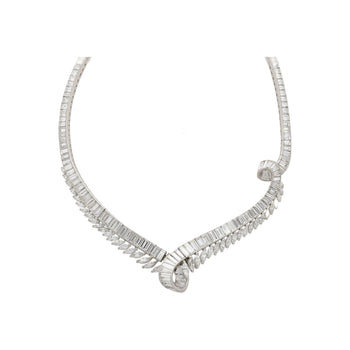 40 Carat Marquise And Baguette Cut Diamond Chandelier Platinum Choker Necklace – Assay Jewelers