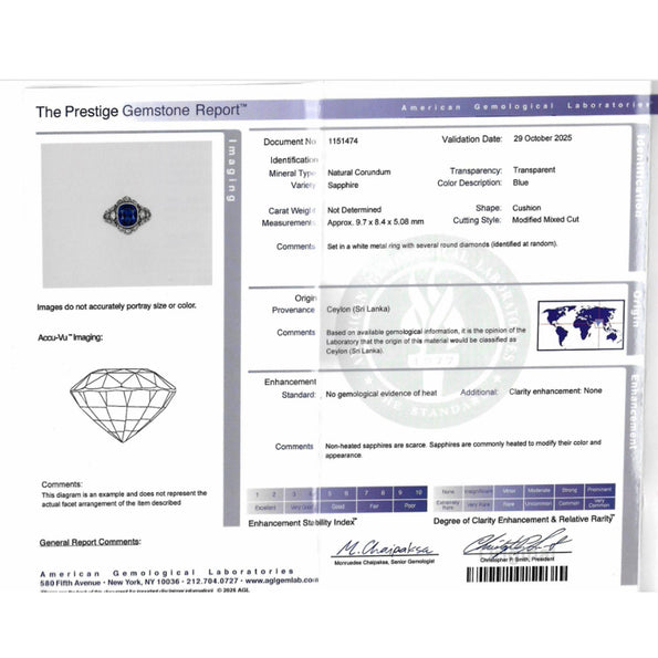 4.02 Carat No Heat Ceylon Sapphire In Platinum Art Deco Ring