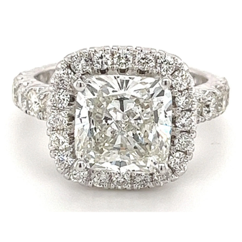 4.03 Carat Cushion Cut Lab Diamond Halo Ring 14K White Gold – Assay Jewelers