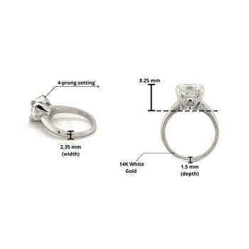 Bague solitaire en diamant de laboratoire 4,05 carats, taille Coussin, couleur F, pureté VS1 – Assay Jewelers