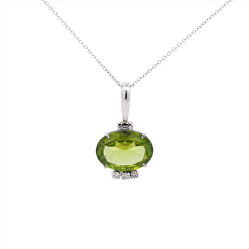 4.09 Carat Peridot Pendant Necklace in 18K White Gold Cable Chain – Assay Jewelers