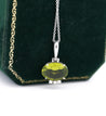 4.09 Carat Peridot Pendant Necklace in 18K White Gold Cable Chain