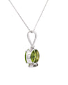 4.09 Carat Peridot Pendant Necklace in 18K White Gold Cable Chain