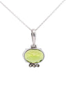 4.09 Carat Peridot Pendant Necklace in 18K White Gold Cable Chain