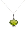 4.09 Carat Peridot Pendant Necklace in 18K White Gold Cable Chain