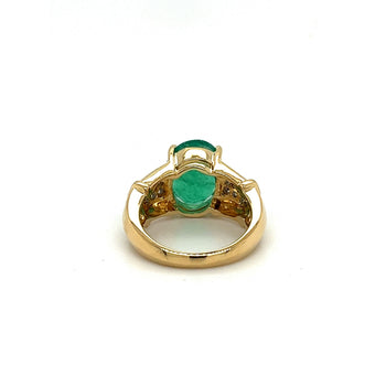 Bague en or jaune 18K avec émeraude naturelle taille ovale et diamant, 4,14 carats – Assay Jewelers