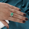 4.17 Carat Colombian Emerald & Diamond Unisex 14K White Gold Ring