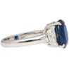 4.22 Carat Vivid Blue Oval Cut Sapphire & Diamond 3 Stone Ring