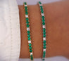 4.26 Carat Emerald and Diamond Tennis 4 Prong Bracelet In 14K Gold