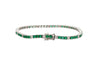 4.26 Carat Emerald and Diamond Tennis 4 Prong Bracelet In 14K Gold