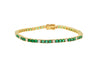 4.26 Carat Emerald and Diamond Tennis 4 Prong Bracelet In 14K Gold