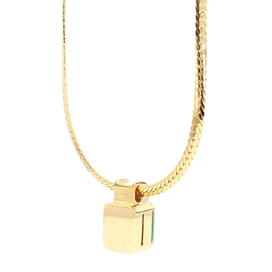 4.36 Carat Colombian Emerald Half Bezel 18K Gold Pendant Necklace