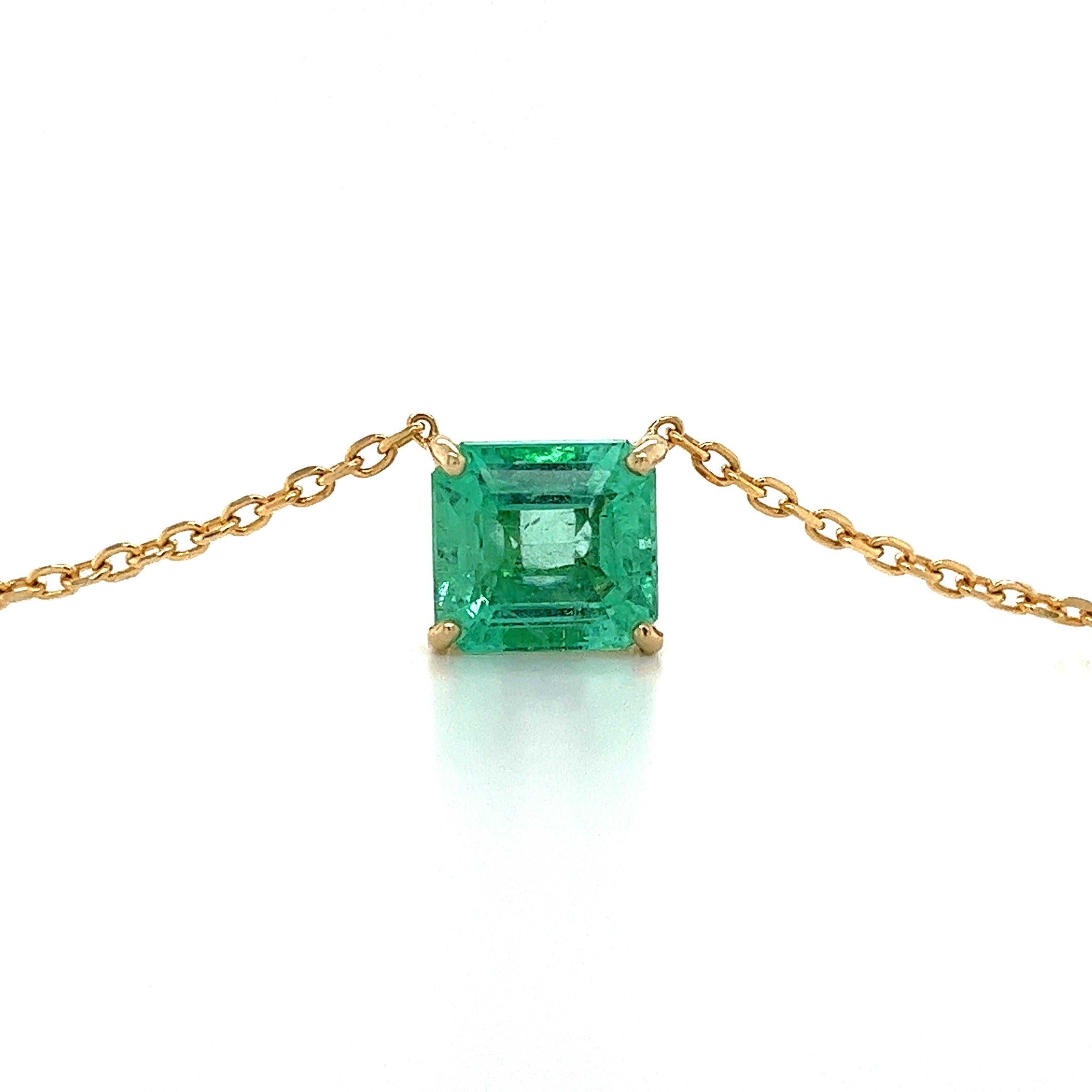 4.38 Carat Colombian Emerald in 18K Gold Floating Connecting Necklace-Necklaces-ASSAY