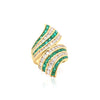 4.42 Carat Emerald & Diamond Pave 18K Gold Bypass Cluster Ring