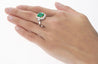 4.42 Carat TW Colombian Emerald with Round & Emerald Cut Diamond Halo Ring