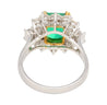 4.42 Carat TW Colombian Emerald with Round & Emerald Cut Diamonds Sides in 18K White Gold-Rings-ASSAY