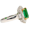 4.42 Carat TW Colombian Emerald with Round & Emerald Cut Diamonds Sides in 18K White Gold-Rings-ASSAY