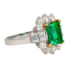 4.42 Carat TW Colombian Emerald with Round & Emerald Cut Diamonds Sides in 18K White Gold-Rings-ASSAY