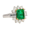 4.42 Carat TW Colombian Emerald with Round & Emerald Cut Diamonds Sides in 18K White Gold-Rings-ASSAY