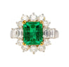 4.42 Carat TW Colombian Emerald with Round & Emerald Cut Diamonds Sides in 18K White Gold-Rings-ASSAY