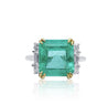 4.5 Carat Emerald Cut Colombian Emerald Ring in Thin 18k White and Yellow Gold