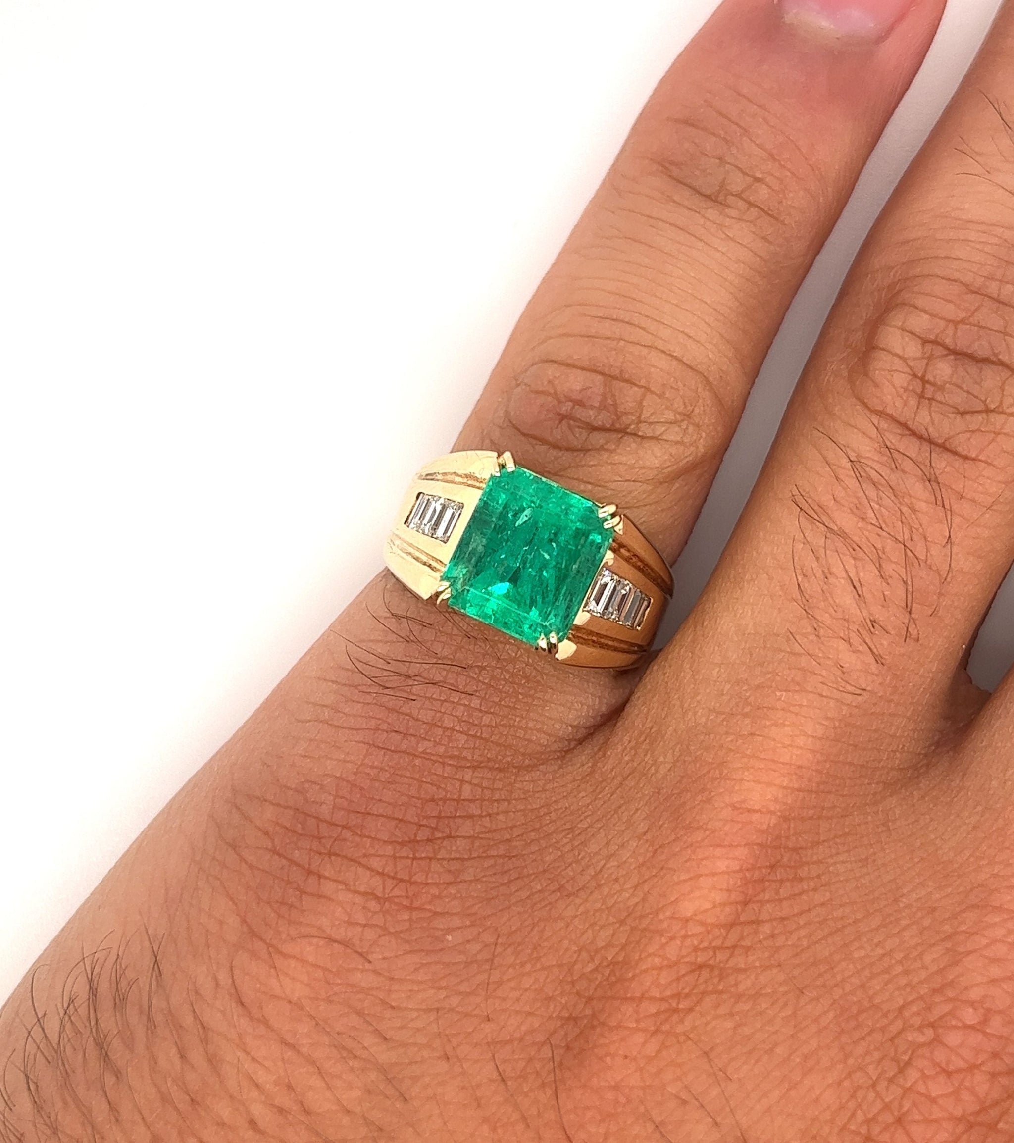 Mens Modern 14K Rose Gold 2.0 Carat Princess Emerald Diamond Ring  G1094P-14KRGDEM | Art Masters Jewelry