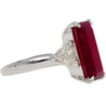 4.67 Carat Red Tourmaline and Trillion Diamond Three Stone Platinum Ring