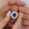 4.73 Carat GRS Certified Oval Blue Sapphire & Double Diamond Halo Ring