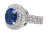 4.73 Carat GRS Certified Oval Blue Sapphire & Double Diamond Halo Ring