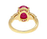 4.93 Carat Cabochon Cut Ruby & Oval Cut Diamond Three Stone 18K Ring