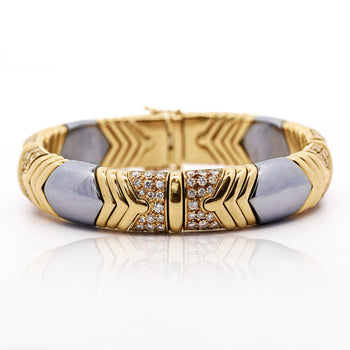5 Carat Diamond Vintage Italian 18K Gold and Steel Bangle – Assay Jewelers