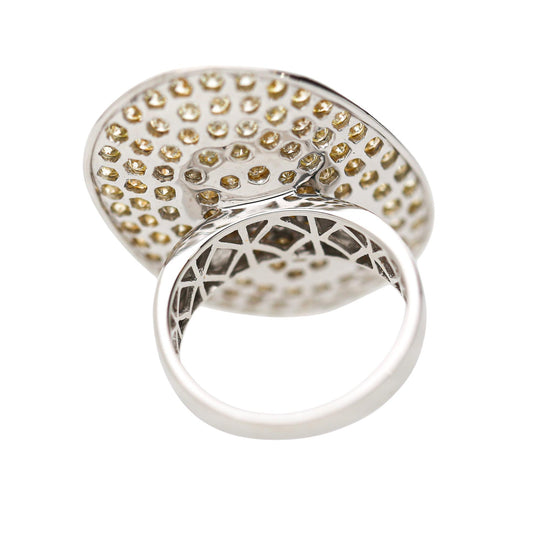 5 Carat Fancy Brown & Yellow Diamond Pave 18K Gold Tilted Shield Ring